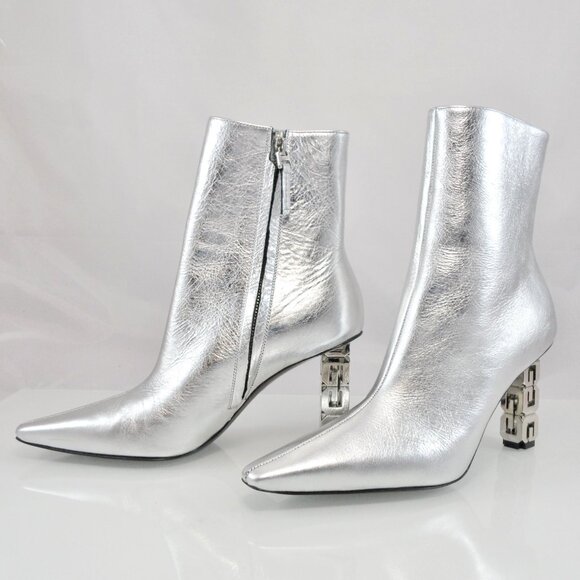 NIB$1375 Givenchy G Cube Metallic High Heels Point Toe Ankle Booties 37.5 7.5 - Picture 5 of 16